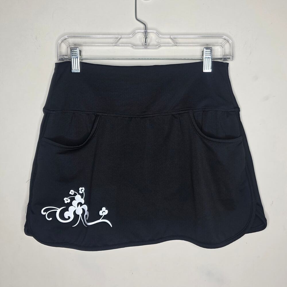Athleta black chase running skort skirt with reflective design - small tall ST